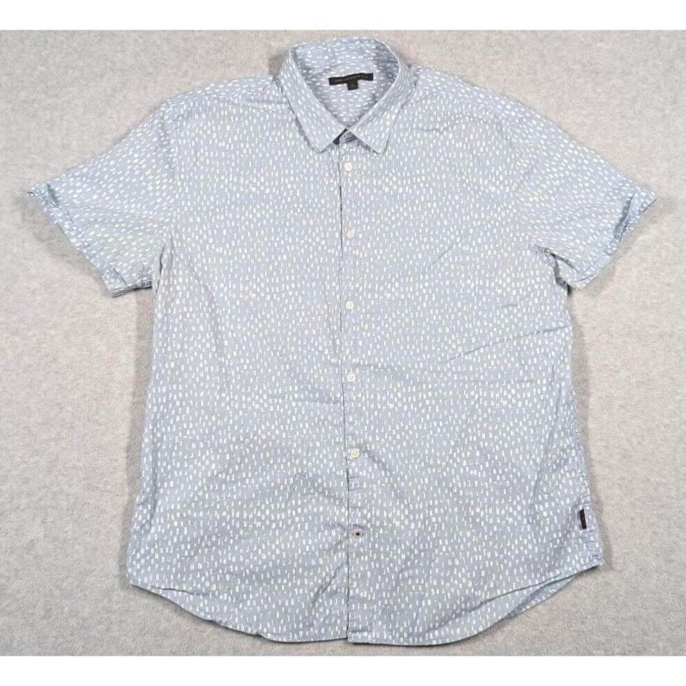 John Varvatos USA Men Shirt‎ XL Spotted Button Front Short Sleeve Preppy